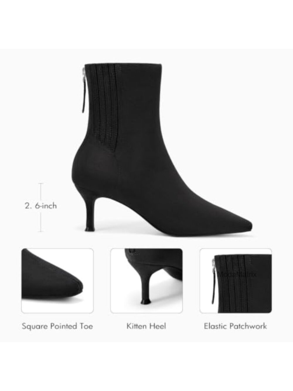 Faux Suede Ankle Boots Kitten Heel Back Zipper Dress Booties - Picture 5 of 6